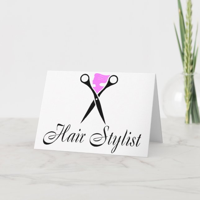 Hårstylist (saxar/Rosa) Helgkort (Framsida)