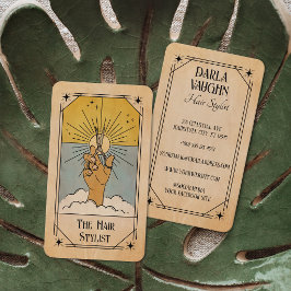 Hårstylist Tarotkortillustration Celestial Sol Visitkort