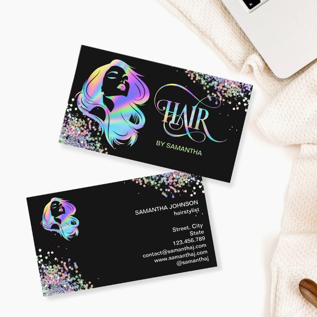 Hårstylist-typografi, hårtillägg visitkort (Skapare uppladdad)