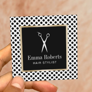 Hårstylisten Scissor modern polka dots för logotyp Fyrkantigt Visitkort