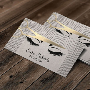 Hårstylistguld Scissor & flickasalonglinnet Visitkort