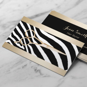 Hårstylistguld Scissor flott zebra ränder Visitkort