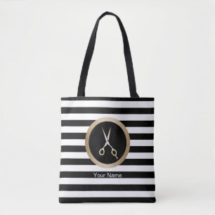 Hårstylistguld Scissor moderna svart randar Tygkasse