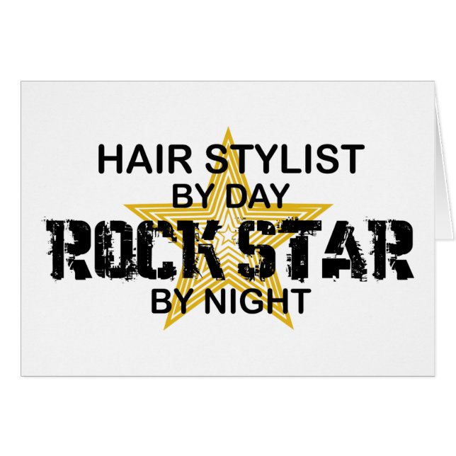 Hårstylistrockstjärna vid natt hälsningskort (Framsidan Horizontal)