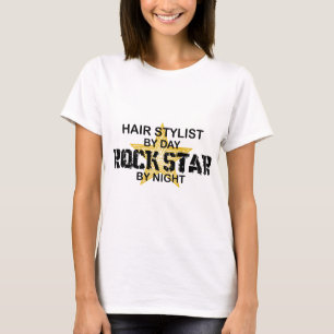 Hårstylistrockstjärna vid natt t-shirt