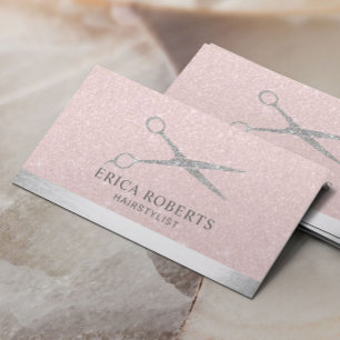 Hårstylistsilver Scissor rosa guld för rodnaden Visitkort