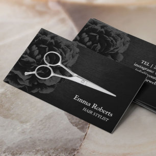 Hårstylistsilver Scissor svart blommigt för Visitkort