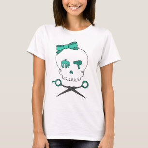 Hårstylistskallen & Scissor Crossbones - turkos T-shirt