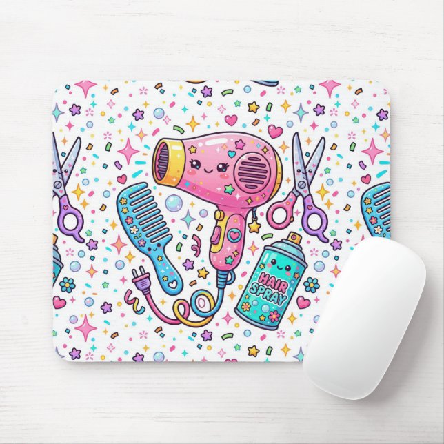 Hårstylistverktyg i Kawaii konststil Musmatta (Med mus)