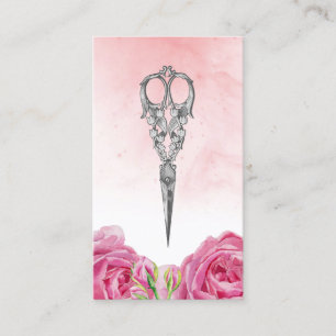 Hårstylistvintage Scissor elegant blommigt Visitkort