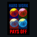 Hårt arbete Betalar av Basketball Motivational Pop Poster<br><div class="desc">En dröm blir inte verklighet genom magi. Den kräver svett,  beslutsamhet och hårt arbete - Motiverande citattecken poster och skriver ut</div>