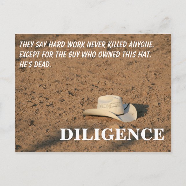 Hårt arbete dödor dig inte (jag lovar) vykort (Framsida)