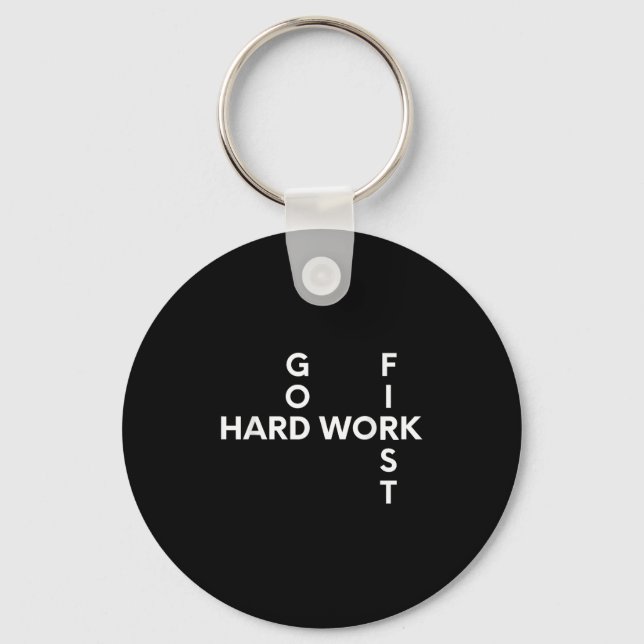 Hårt arbete, Gud, första motivation Nyckelring (Framsida)
