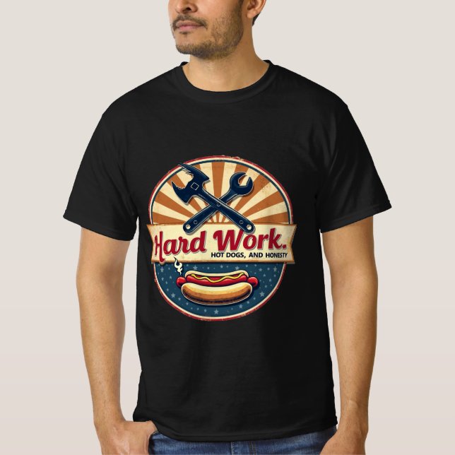 Hårt arbete, Hett Hundar och ärlighet T Shirt (Framsida)