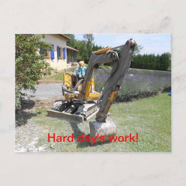 Hårt arbete - Nalle för grävning Vykort (Framsida)