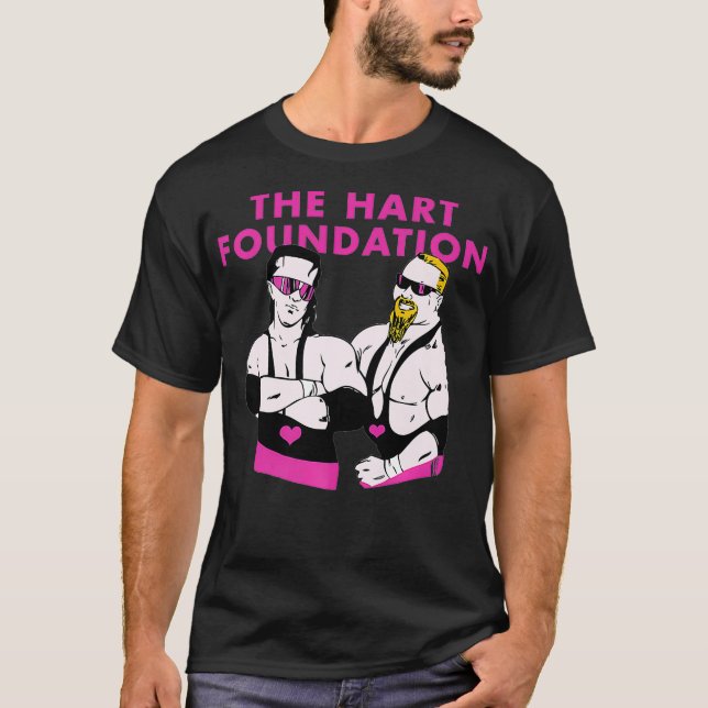 Hart Foundation Wrestling Premium T Shirt (Framsida)