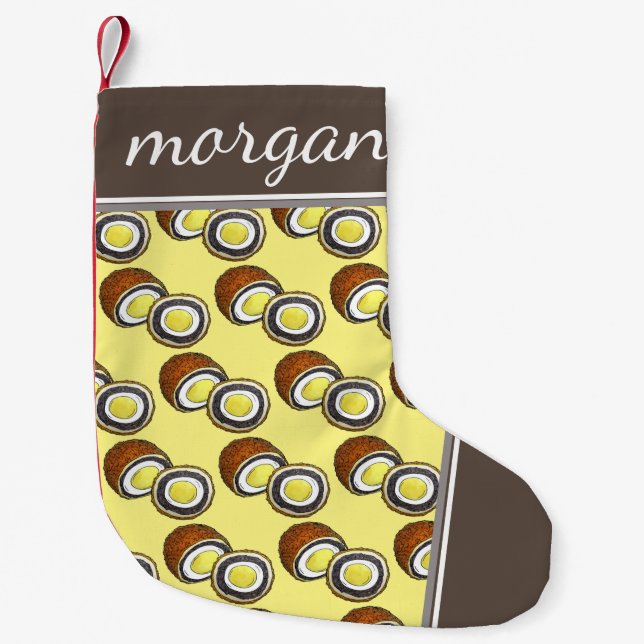 Hårt kokt skotskt ägg, brittiskt brittiskt snabbma liten julstrumpa (Framsidan)