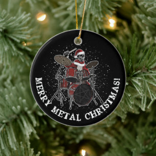 Hårt Metall Drummer jul jul Sten & rulla Skull Ce Julgransprydnad Keramik