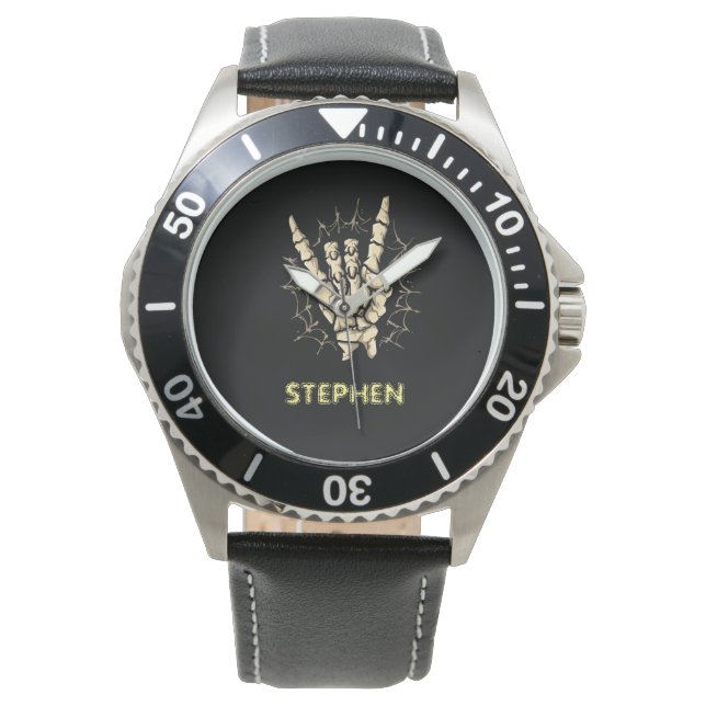 Hårt metall-skelett, Rock and roll Halloween Armbandsur (Framsida)