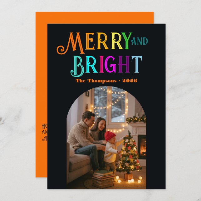 Hårt och ljust färgat julfoto julkort (Fram/baksida)