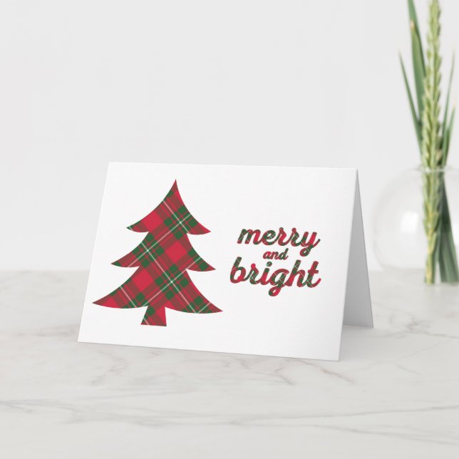 Hårt och ljust jultypografi tartan Greet Tack Kort (Framsida)