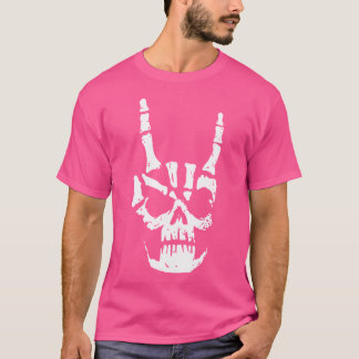 Hårt Sten Skull Horn Händer Heavy Metall Gothic T Shirt