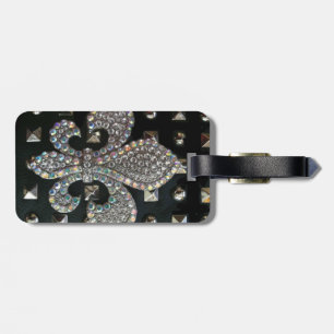 "HÅRT STEN" SVART"FLEUR DE LIS FAUX DUBBAT TRYCK BAGAGEBRICKA