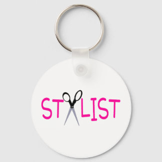 Hårt Stylist-Rosa med sax Nyckelring