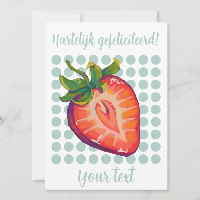 Hartelijk gefeliciteerd aardbei julkort (Framsida)