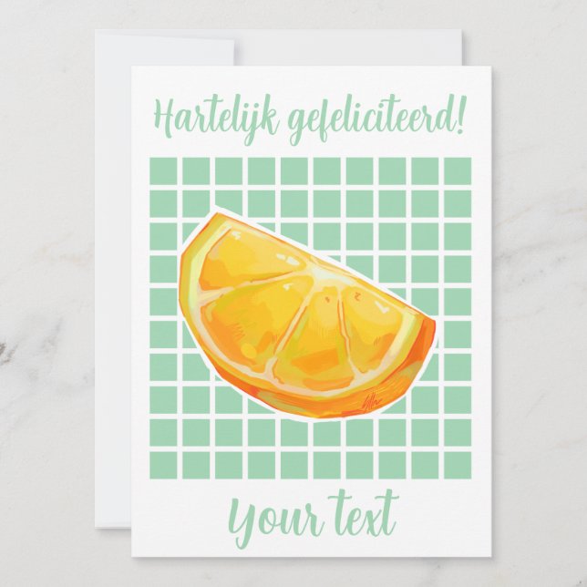 Hartelijk gefeliciteerd sinaasappel  julkort (Framsida)