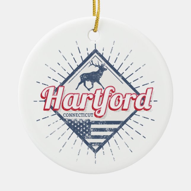 Hartford City Connecticut United Stater USA Julgransprydnad Keramik (Framsidan)