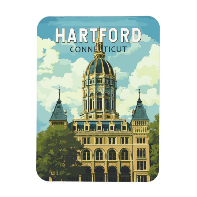 Hartford Connecticut Resa Konst Vintage Magnet (Vertikal)