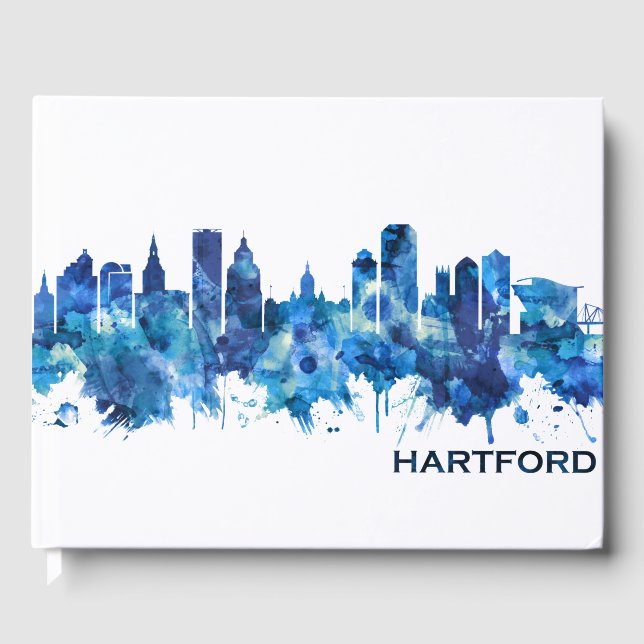 Hartford Connecticut Skyline Blue Gästböcker (Framsida)