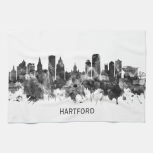 Hartford Connecticut Skyline BW Kökshandduk