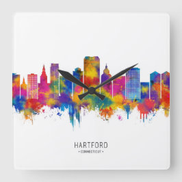 Hartford Connecticut Skyline Fyrkantig Klocka