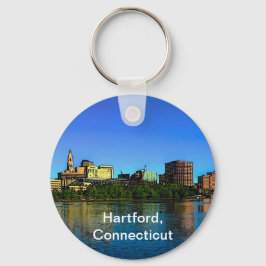 Hartford Connecticut Skyline Tecknad Nyckelring