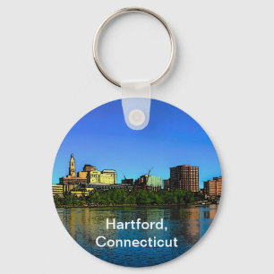 Hartford Connecticut Skyline Tecknad Nyckelring