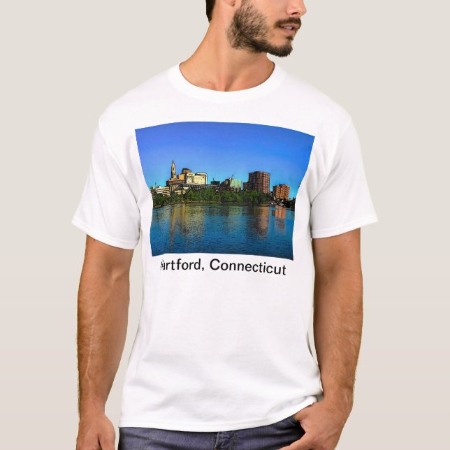 Hartford Connecticut Skyline Tecknad T Shirt (Framsida)