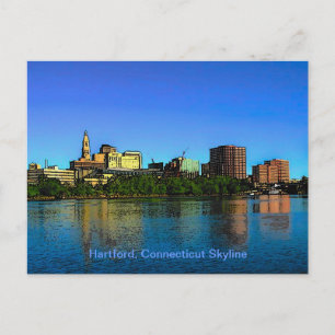 Hartford Connecticut Skyline Tecknad Vykort