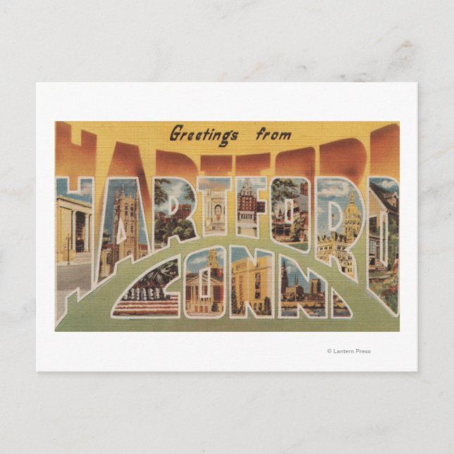 Hartford, Connecticut - Stora Brev Scenes 3 Vykort (Framsida)