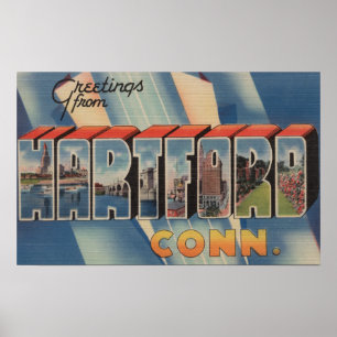 Hartford Connecticut - stora brevplatser 4 Poster