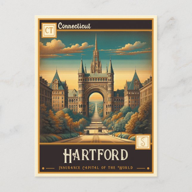 Hartford, Connecticut | VINTAGE Vykort (Framsida)