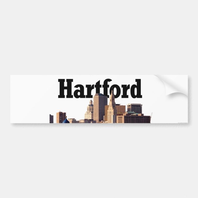 Hartford CT horisont med "Hartford" i himmlen Bildekal (Framsidan)
