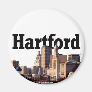 Hartford CT horisont med "Hartford" i himmlen Magnet
