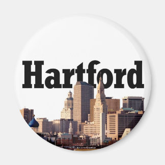 Hartford CT Skyline med "Hartford" i himlar Magnet