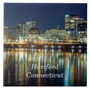 Hartford, ett cityscape-foto med texten Connecticu Kakelplatta