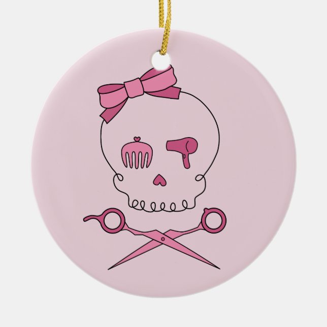 Hårtillbehör Skull och saxkrosben (Rosa) Julgransprydnad Keramik (Framsidan)