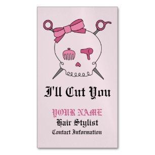 Hårtillbehör Skull & saxar (Rosa version 6) Visitkortmagnet