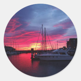 Hartlepool Marina Solnedgång Runt Klistermärke