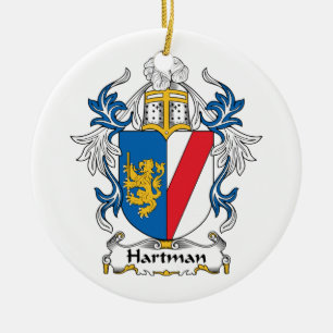Hartman familjvapensköld julgransprydnad keramik